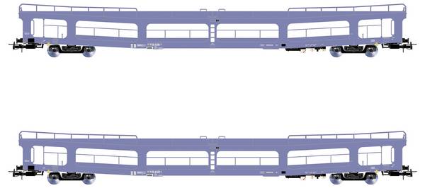 Rivarossi HR4421 H0 DR, 2-dielna súprava prepravného vozíka na auto DDm916, modrá