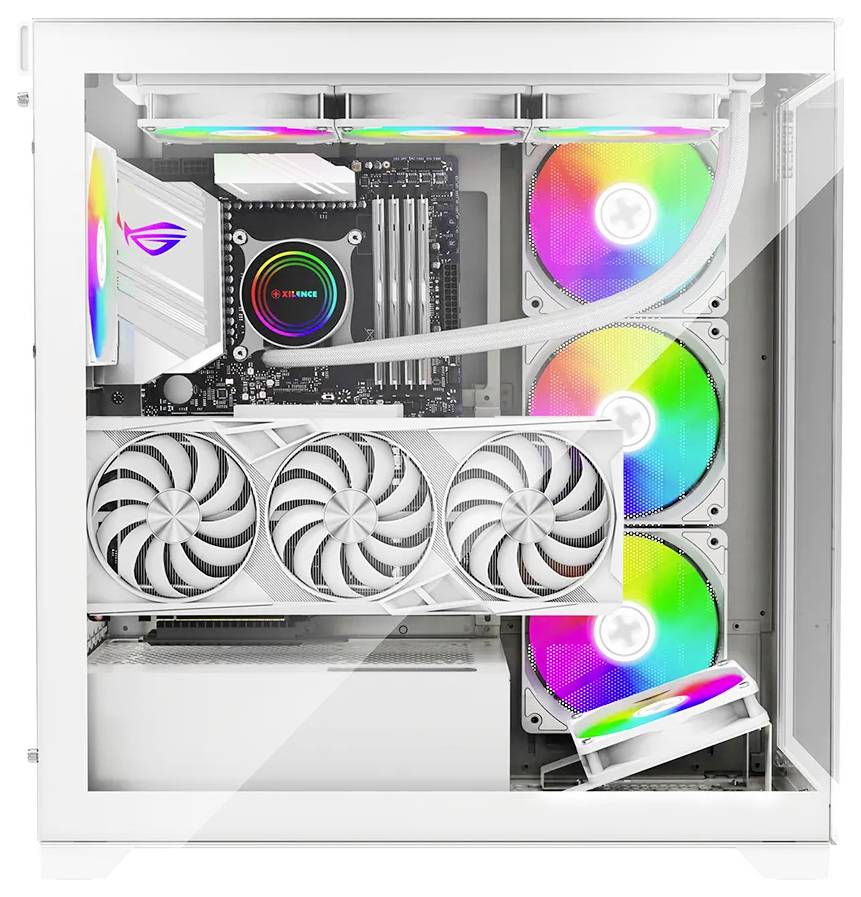 Xilence Gleam midi tower PC skrinka biela bočné okno-1