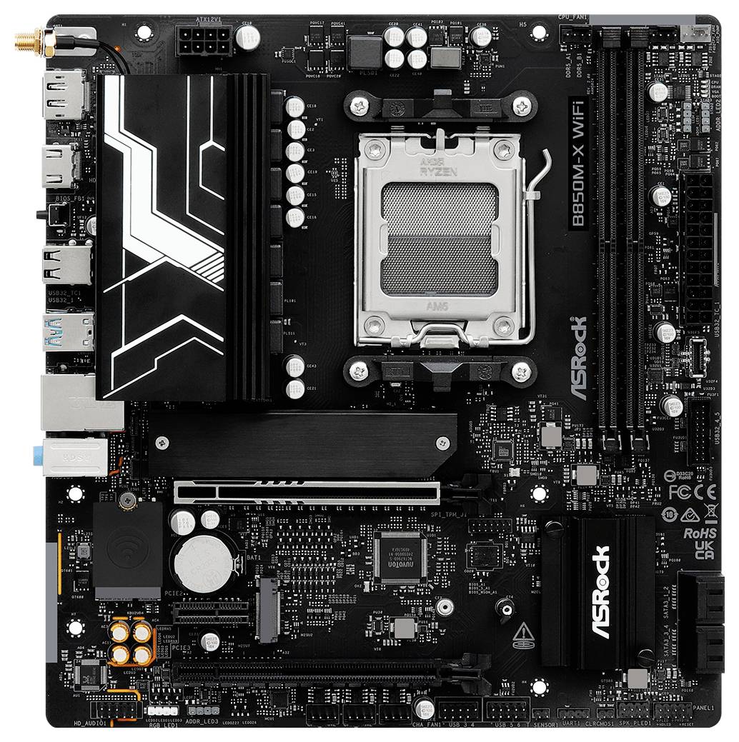 ASRock B850M-X Základná doska Socket AMD AM5 Tvarový faktor Micro-ATX Čipová sada základnej dosky AMD® B850-2