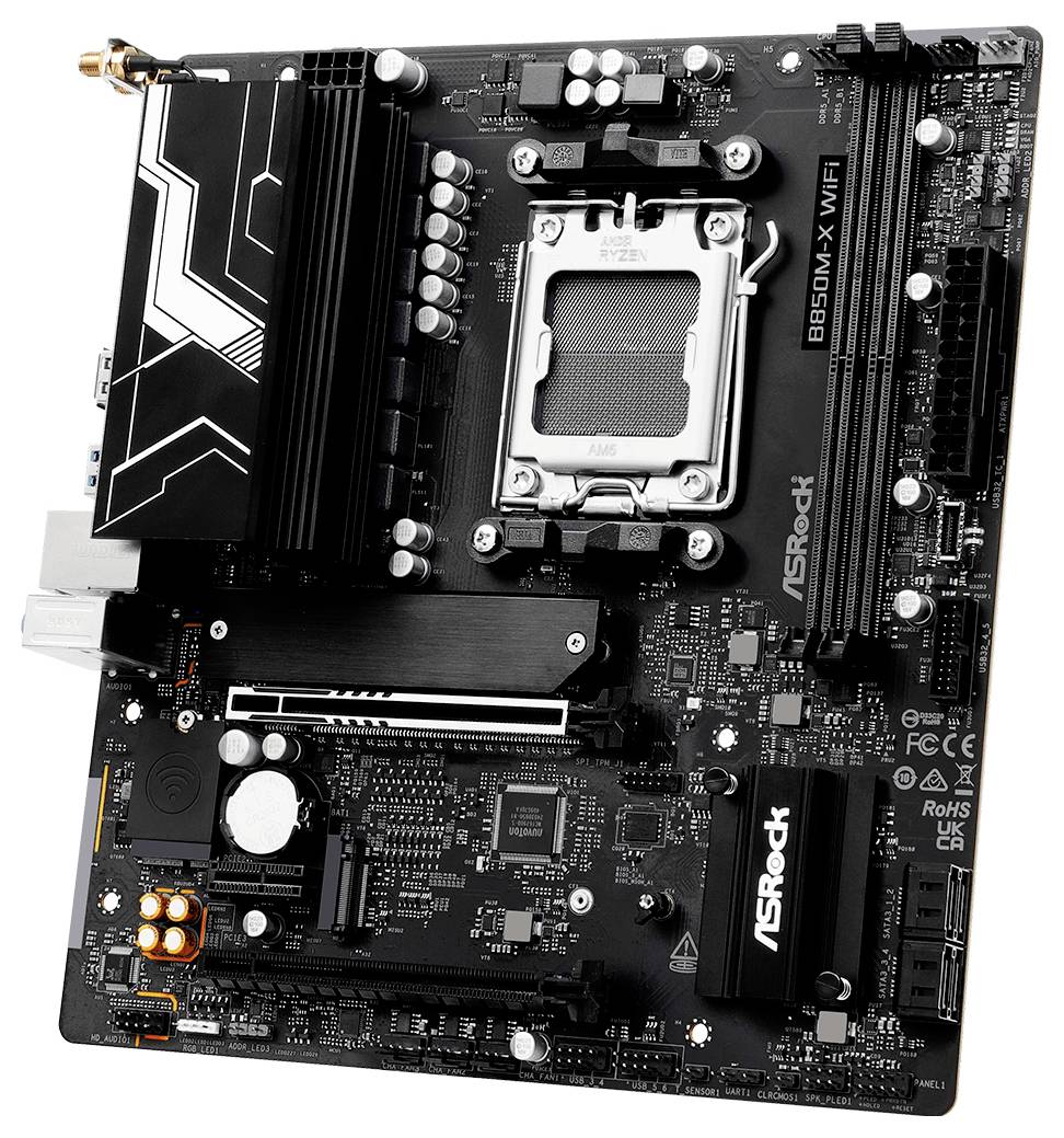 ASRock B850M-X Základná doska Socket AMD AM5 Tvarový faktor Micro-ATX Čipová sada základnej dosky AMD® B850-4