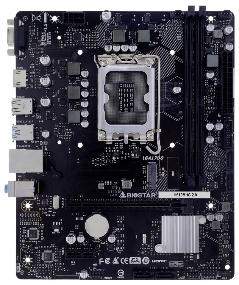 BioStar H610MHC Základná doska Socket Intel® 1700 Tvarový faktor Micro-ATX Čipová sada základnej dosky Intel® H610-1