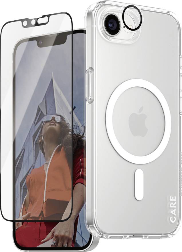 PanzerGlass 3-in-1 Case Flagship Custodia + kit vetro di protezione Apple iPhone 16e Compatibile con MagSafe, Anti urti CRNCHNUG29845