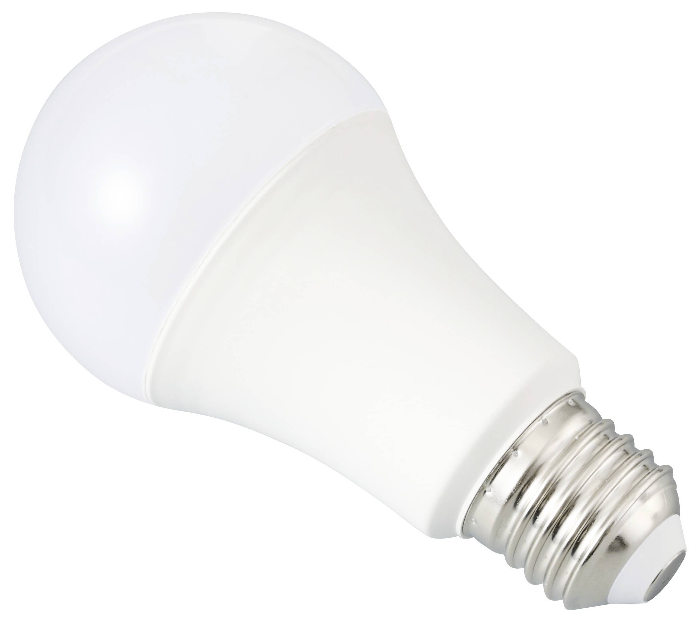 Biela LED žiarovka so štandardnou skrutkovou päticou, vhodná na všeobecné osvetlenie.