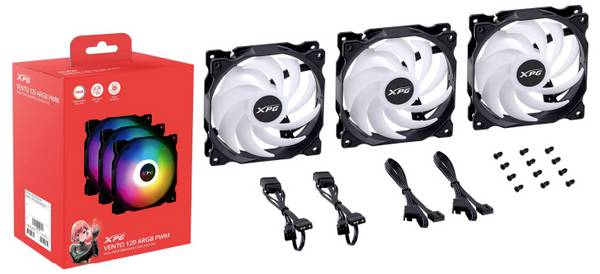 ADATA VENTO 120 PC vetrák s krytom čierna (š x v x h) 120 x 120 x 25 mm vrátane LED osvetlenia