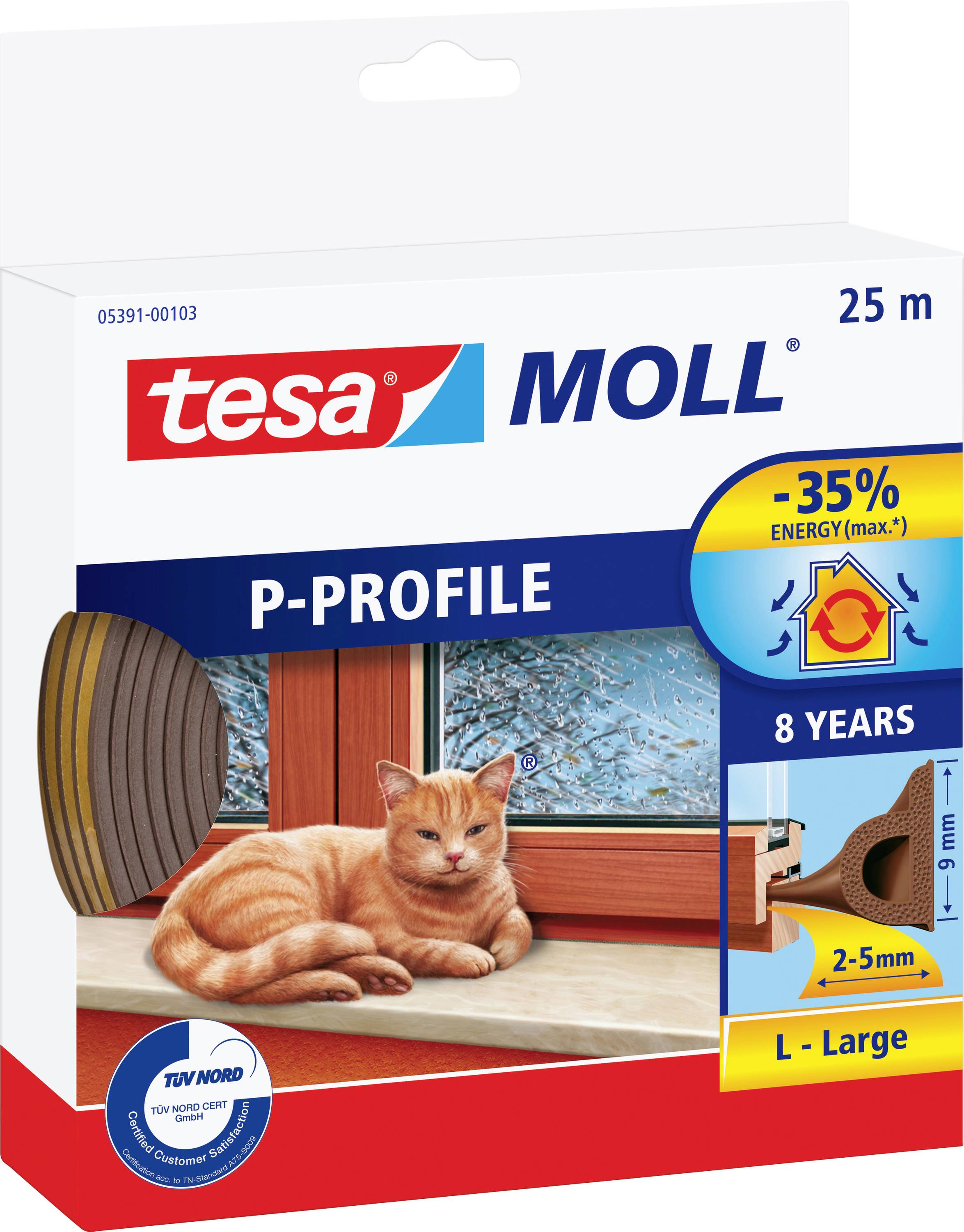 tesa P-Profil 05391-00101-02 Tætningsbånd tesamoll® Brun (L x B) 25 m x 9 mm 25 m