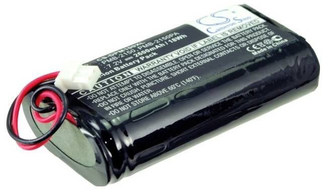 Čierny valcový akumulátor s červenými a čiernymi drôtmi, etiketa s technickými špecifikáciami, 3,6 volt, 2450mAh.
