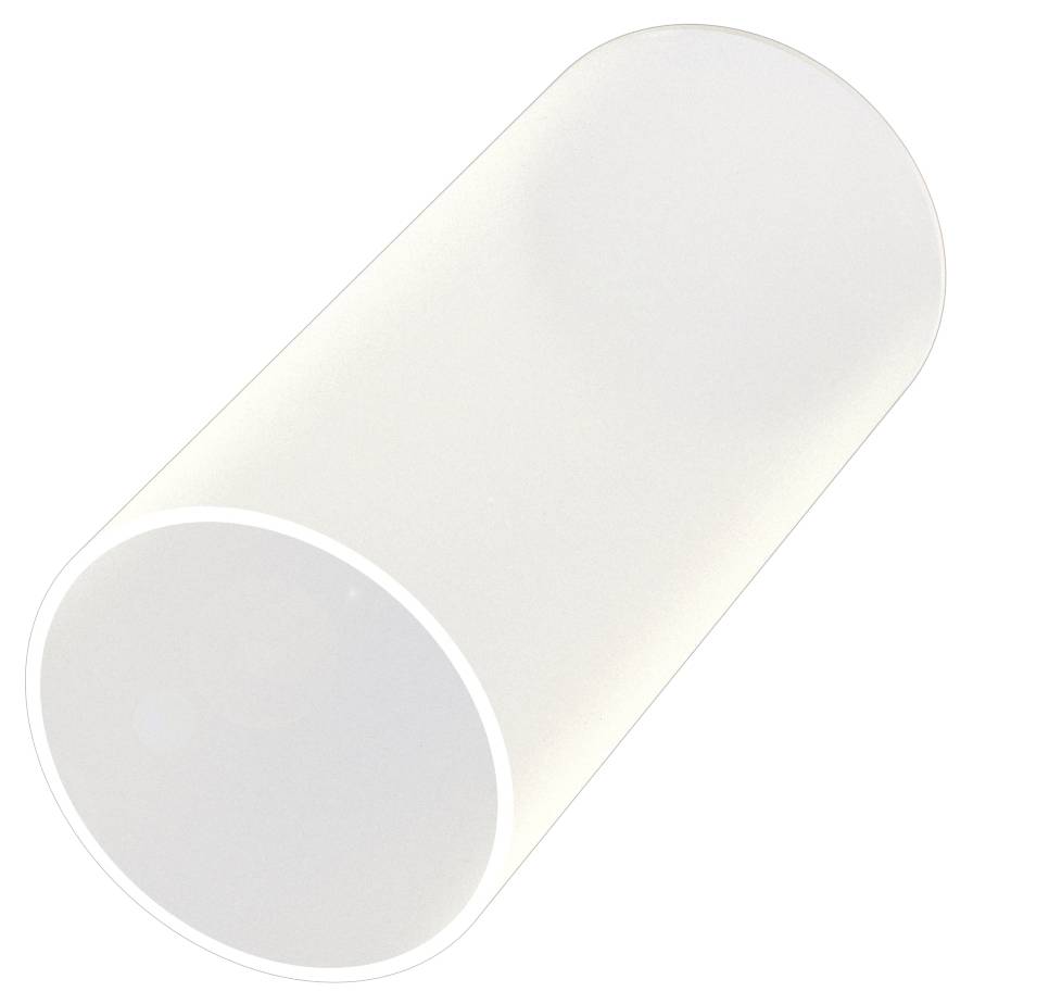 Biely, cylindrický 3D iluzórny efekt, ktorý môže vyzerať ako kruh aj ako ovál, v závislosti od uhla pohľadu.