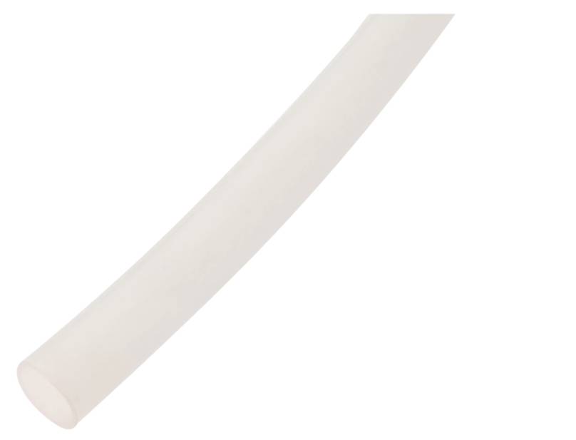 Priehľadná, ohybná plastová hadica, ktorá je znázornená v miernom oblúku.