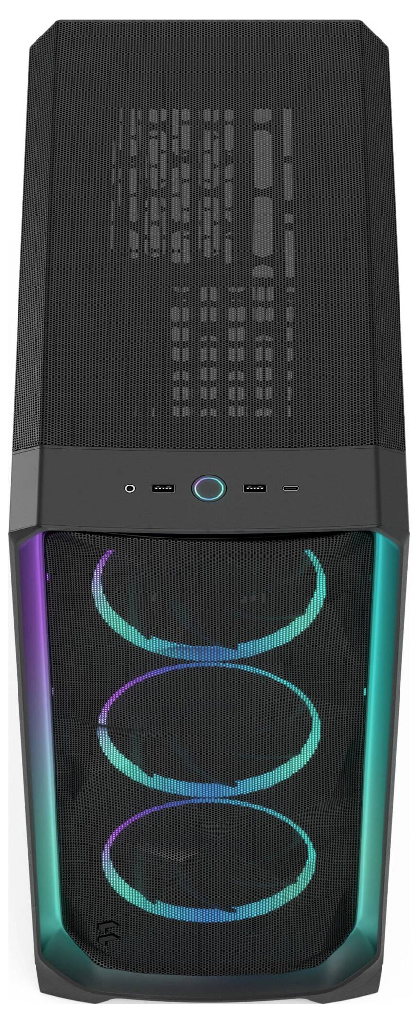 Fractal Design FD-C-MES3A-03 tower PC skrinka čierna vhodné pre vodné chladenie AIO, integrované osvetlenie, 3 predinšta-5