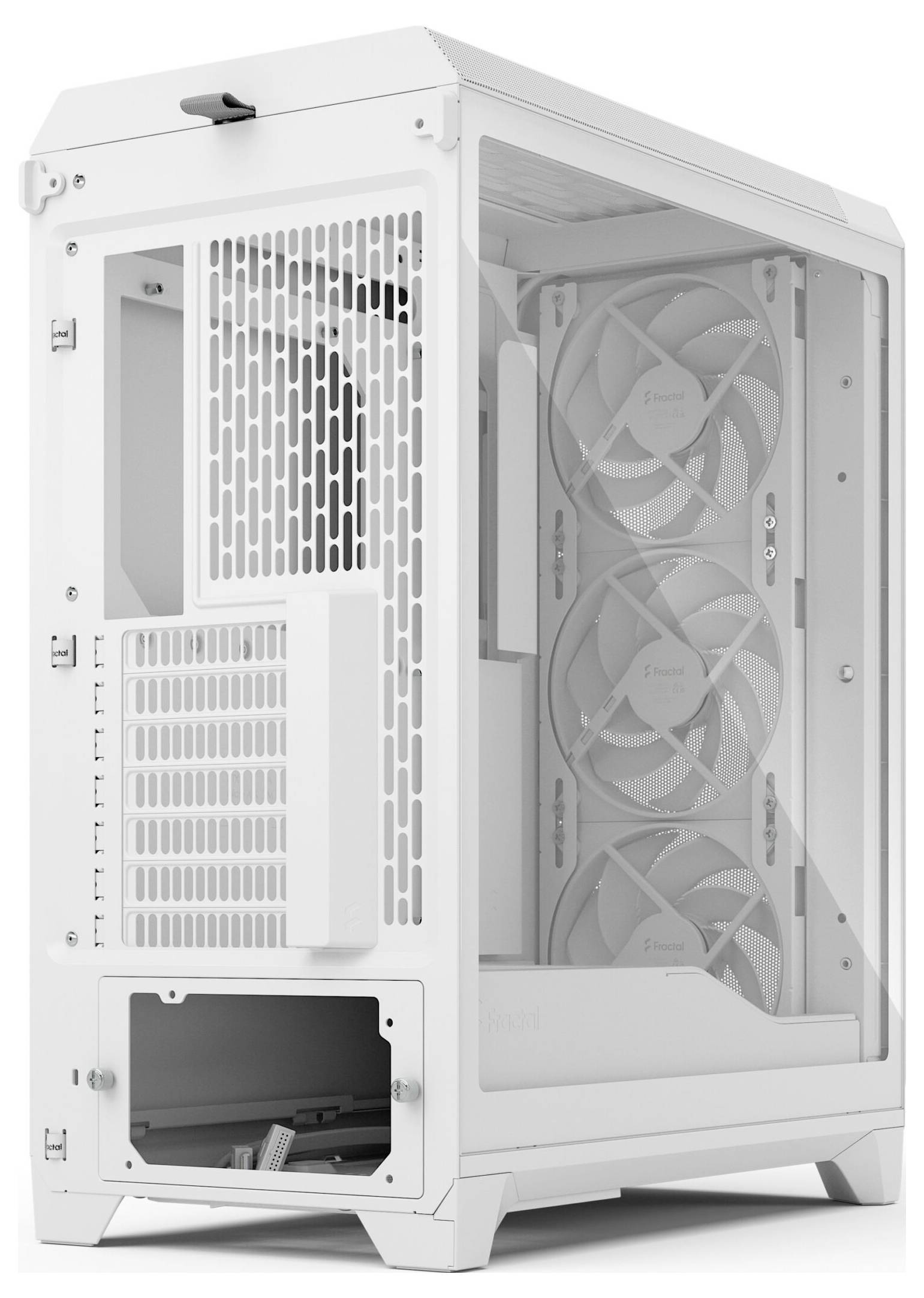 Fractal Design FD-C-MES3A-04 tower PC skrinka biela bočné okno, prachový filter, 3 predinštalované ventilátory-10