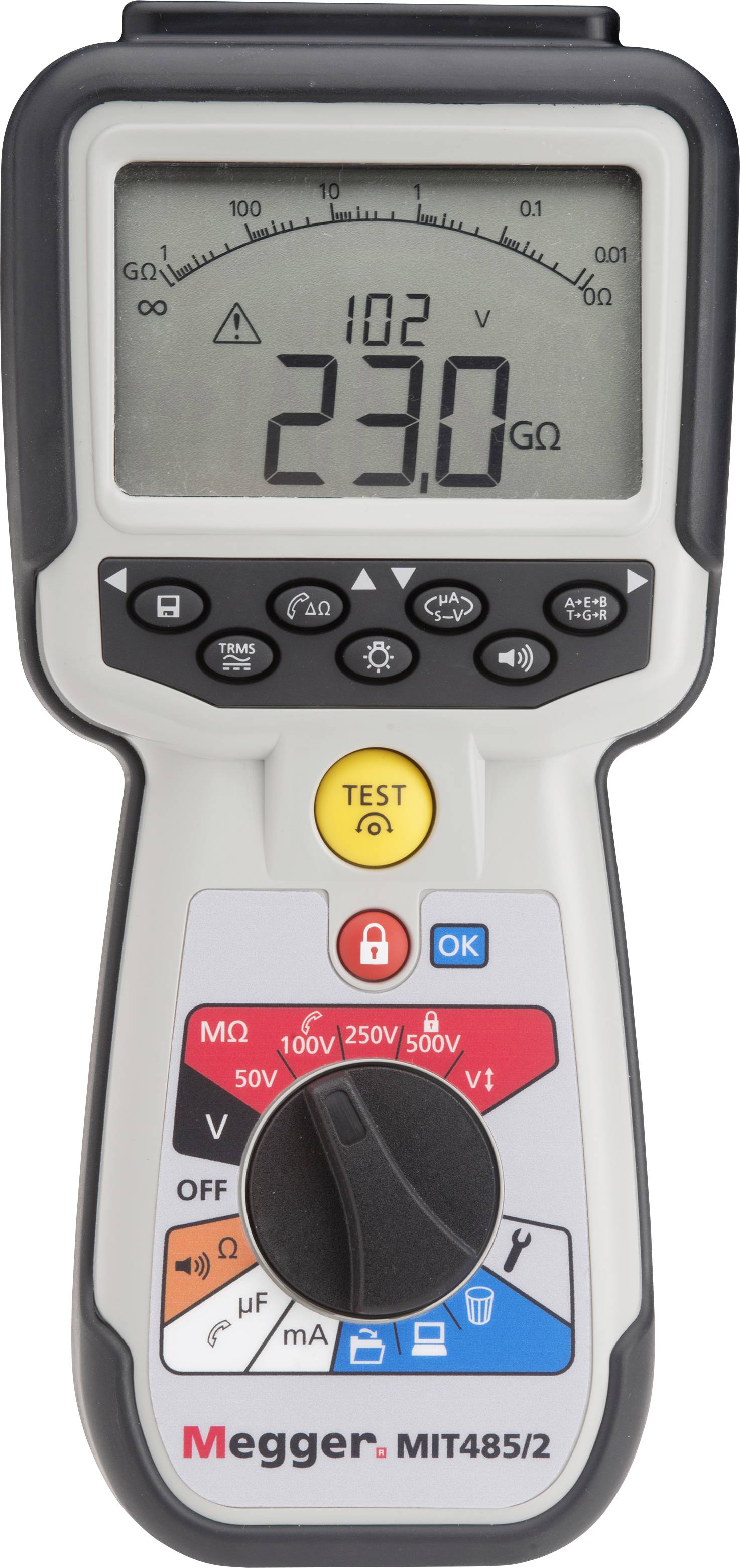 Megger MIT485/2 tester izolácií 50 V, 100 V, 250 V, 500 V, 100 GΩ-0