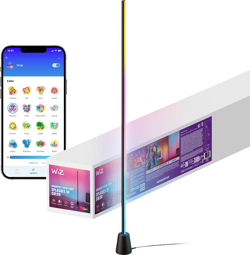 WiZ 8719514865273 LED pevne zabudované LED osvetlenie 9.7 W RGB (Ø x v) 90 mm x 135.5 cm stmievateľná, ovládanie cez mob-0