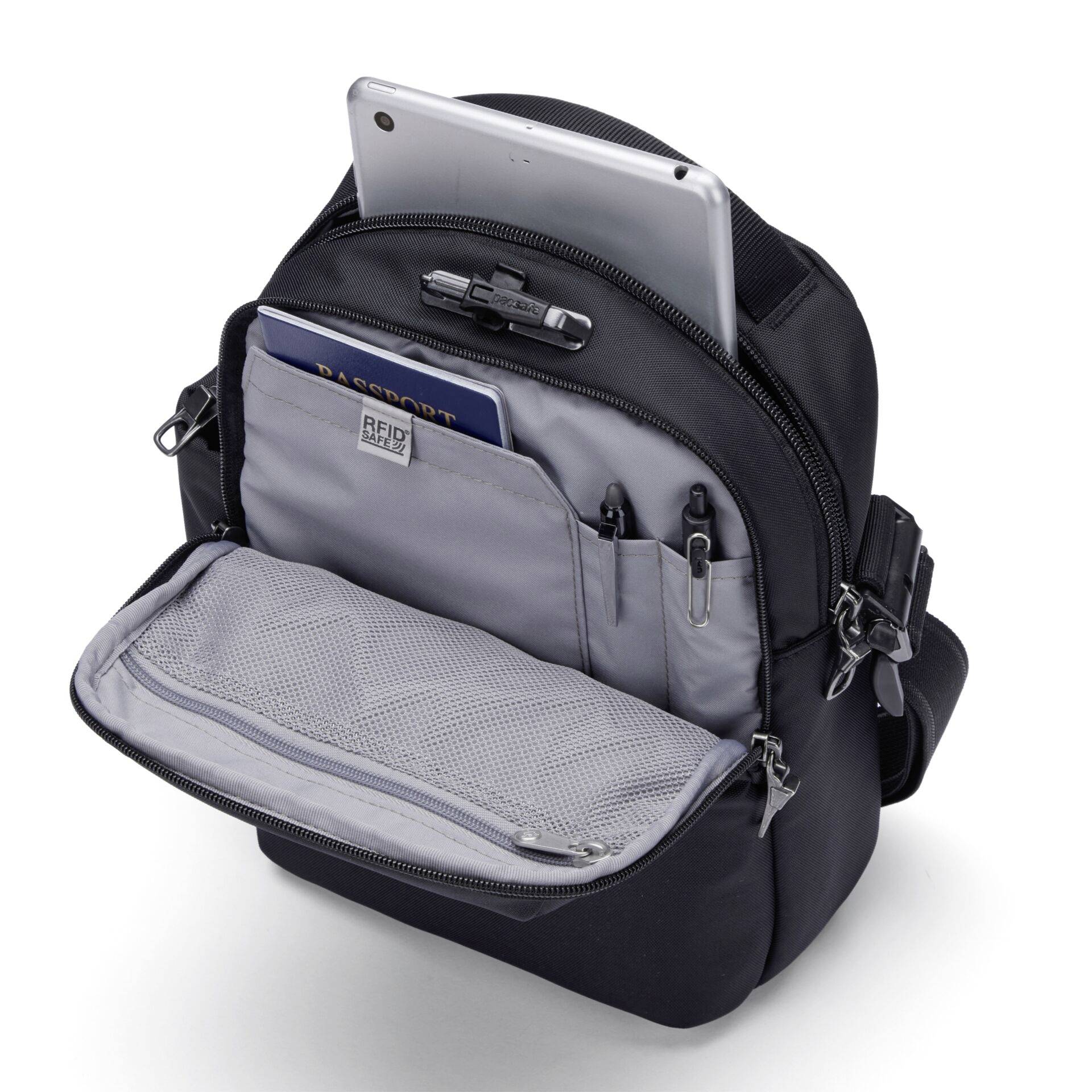 Pacsafe taška na notebooky V Tour Crossbody schwarz Max. veľkosť: 27,9 cm (11") čierna-11