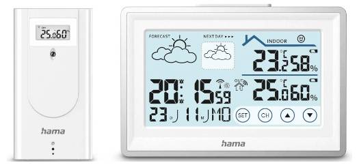 Hama Wetterstation Bahamas, mit Außensensor, Funk, Wecker, Raumklima, Weiß 00222228 Stazione meteo digitale senza fili