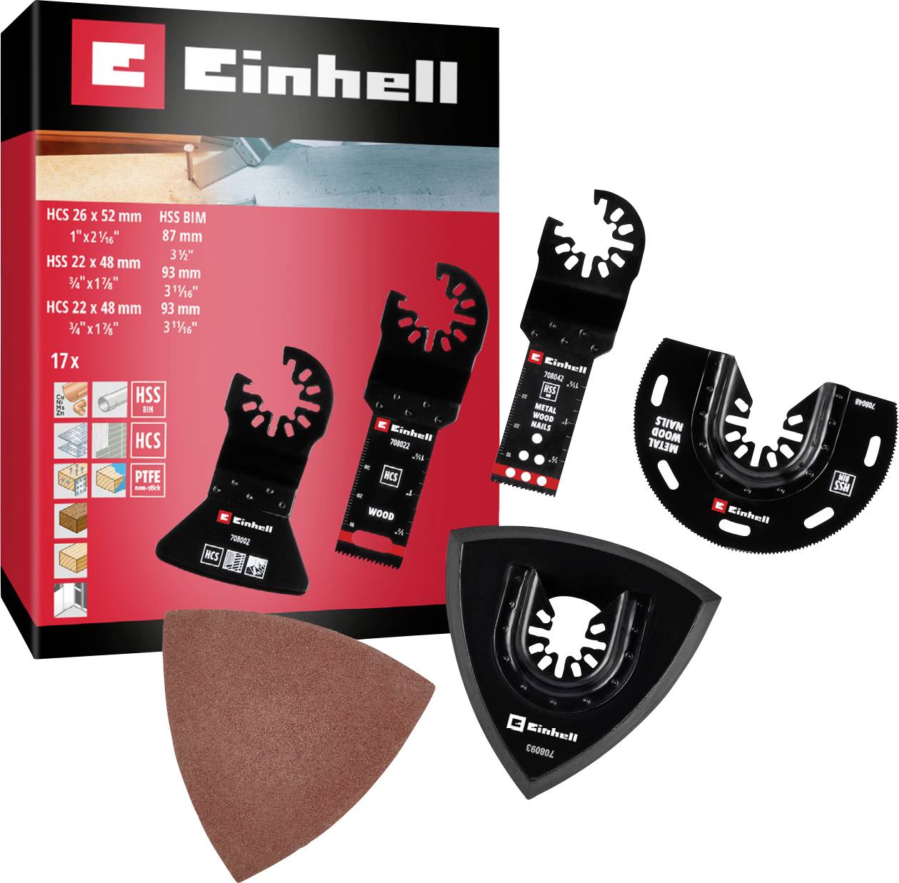 Einhell 708117 17-tlg SB Bimetallico Kit di accessori per multiutensile 1 pz.