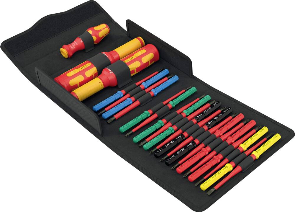Wera Kraftform Kompakt VDE Safe-Torque Speed Schaltschrank-Set 1 VDE Kit di punte intercambiabili per giraviti Croce Phillips, Croce Pozidriv, TORX, T