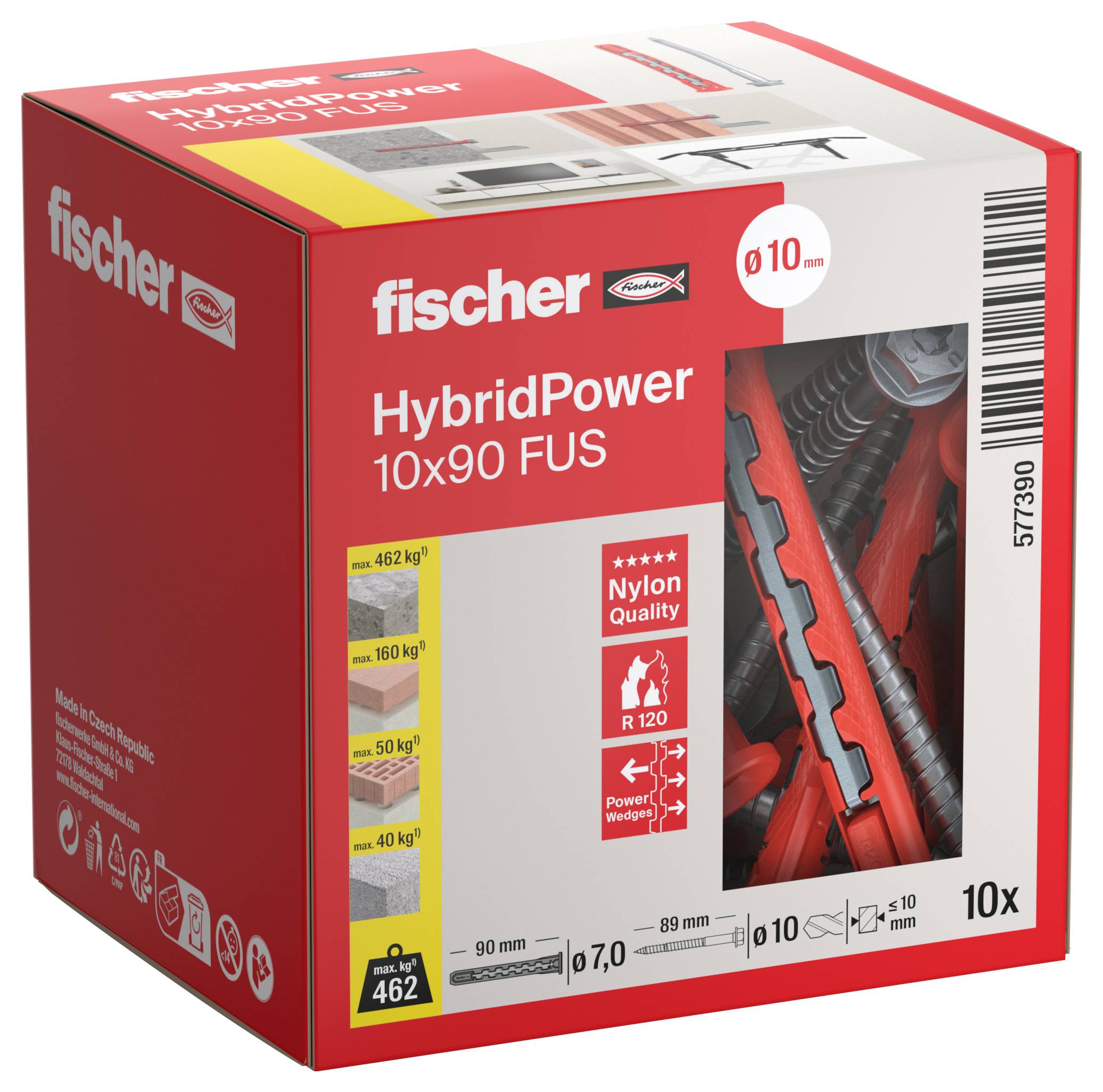 Fischer 577390 HybridPower Deuvelset 90 Mm 10 Stuk(s)