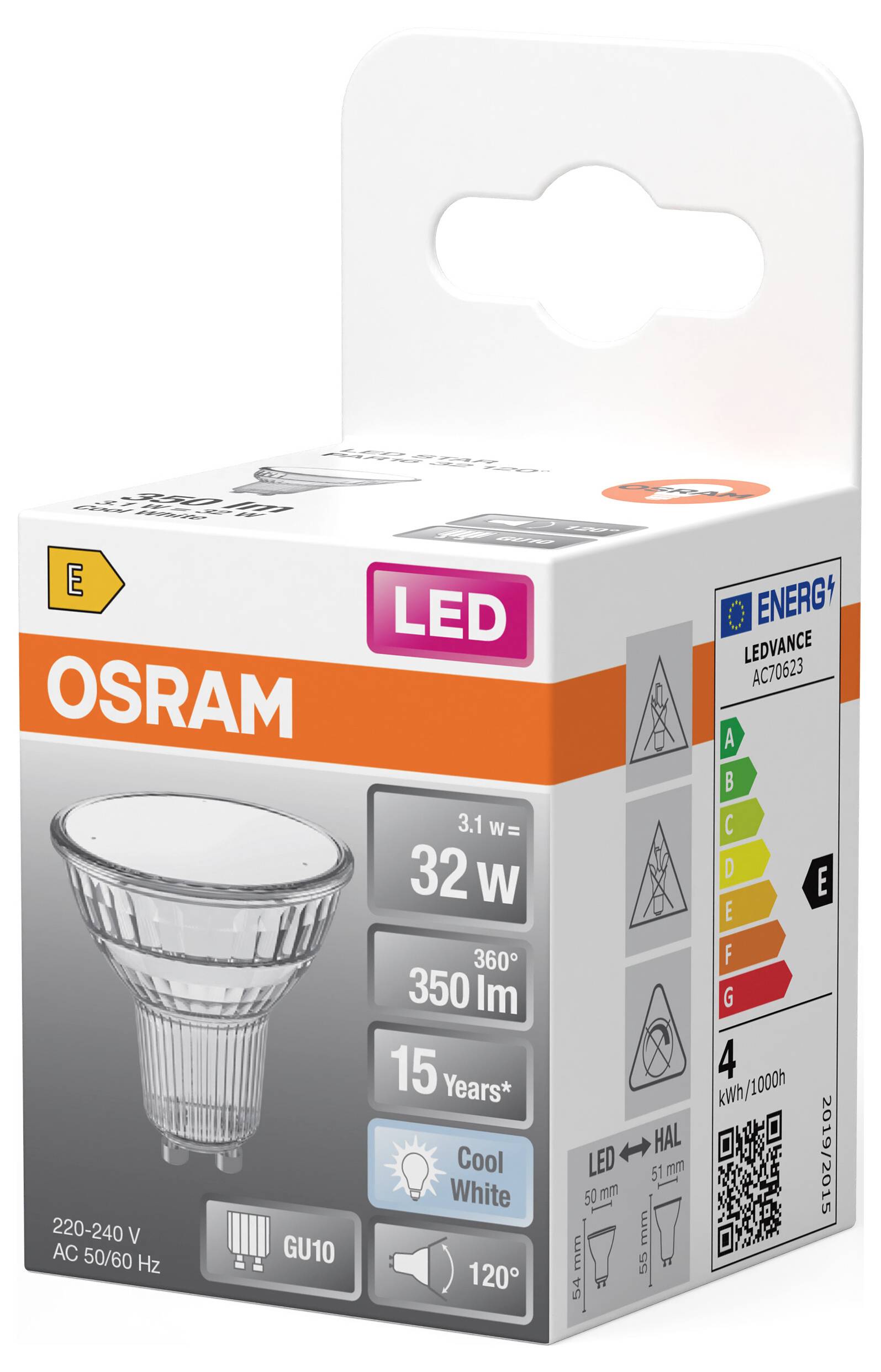 OSRAM HOMELIGHTING 4099854458682 LED reflektor En.trieda 2021 E (A - G) GU10 3.1 W chladná biela (Ø x v) 50.00 mm x 50.0-2