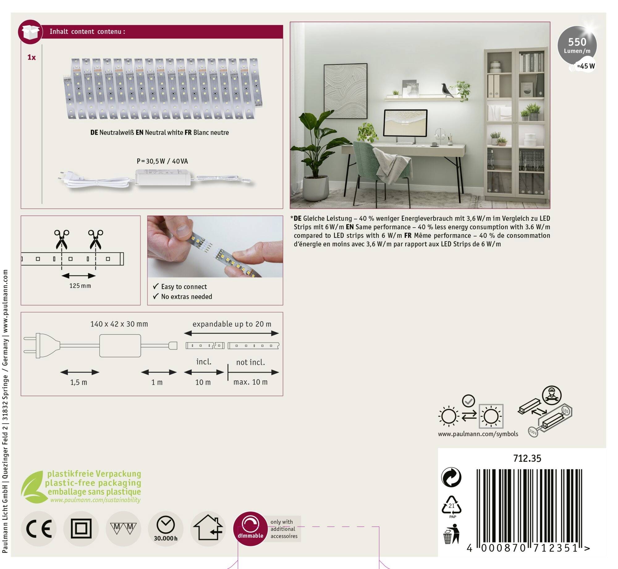 Paulmann 71235 LED pásik základná sada 230 V 10 m neutrálna biela-7