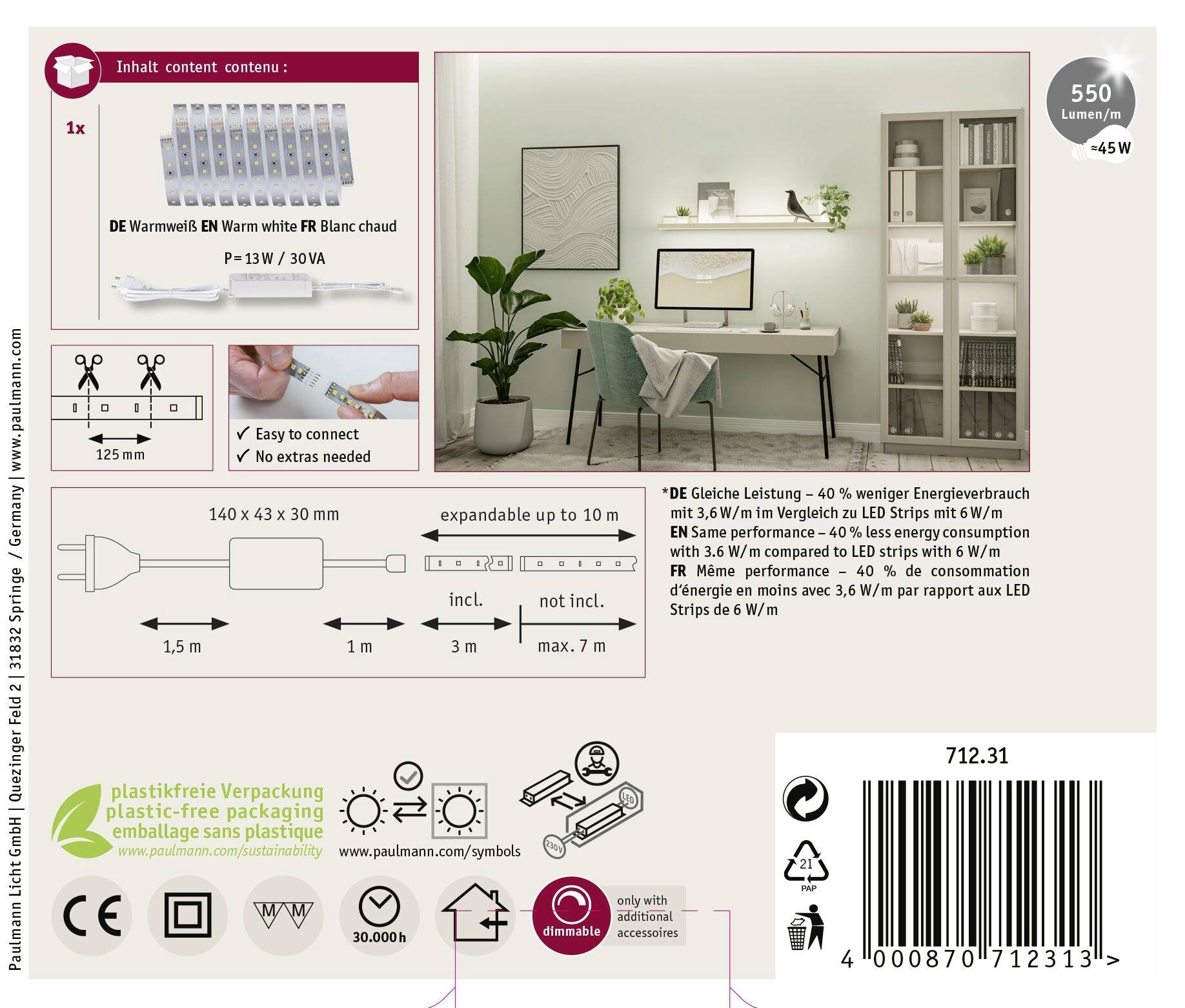 Paulmann MaxLED 500 71231 LED pásik základná sada 230 V 3 m teplá biela-8