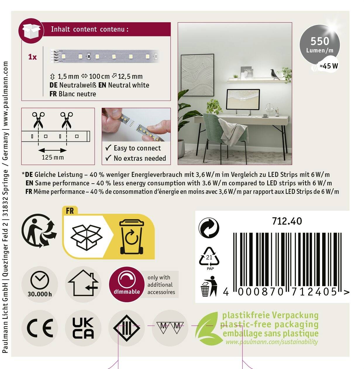 Paulmann MaxLED 500 71240 LED pásik 24 V/DC 1 m neutrálna biela-7