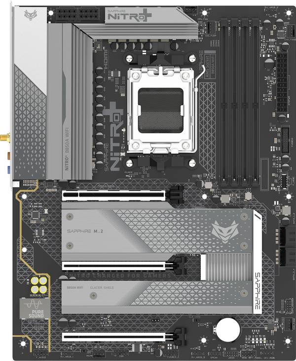 Sapphire 52123-03-40G Základná doska Socket AMD AM5 Tvarový faktor ATX Čipová sada základnej dosky AMD® B850