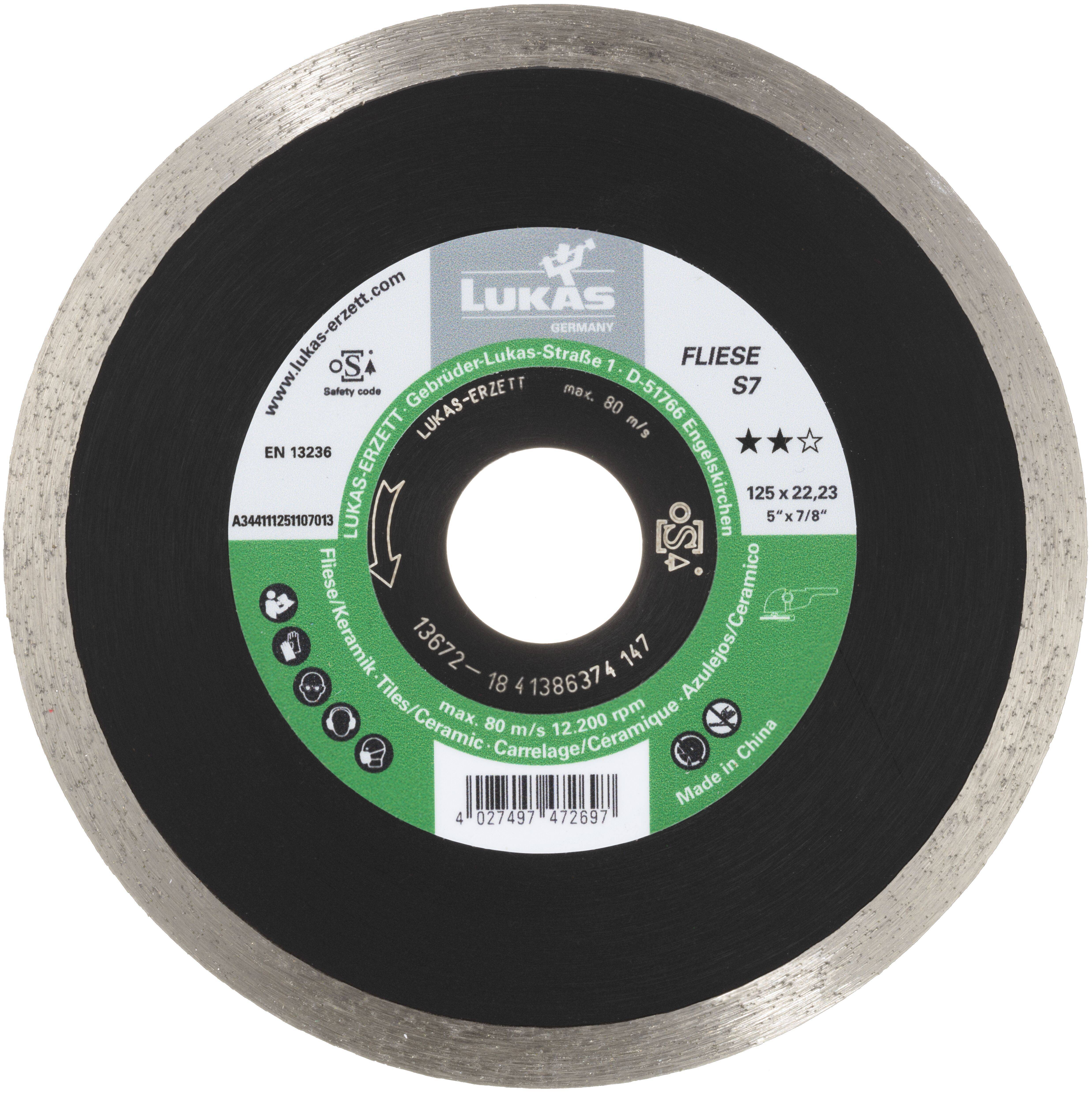 LUKAS-ERZETT A344112301107013 DiamantFLIESE S7 230 diamantový rezný kotúč Priemer 230 mm Ø otvoru 22.23 mm keramika 1 ks