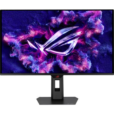 Vysoko rozlíšený monitor s futuristickým dizajnom, ktorý má na obrazovke výrazné neónové farby a abstraktné vzory.