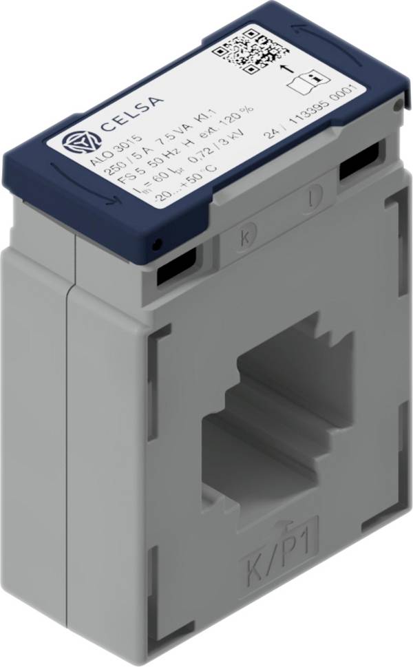 Celsa ALO-E 3015 600/5A 5VA Kl. 0.5s prúdový transformátor. kalibrovaný Primárny prúd 600 A Sekundárny prúd 5 A    1 ks