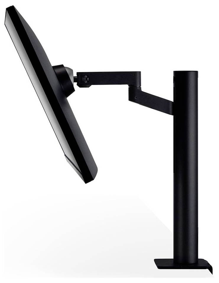 Pohľad zozadu na monitor LG, ktorý zobrazuje HDMI, USB a ďalšie portové pripojenia na pravej strane vedľa centrálneho stojana.