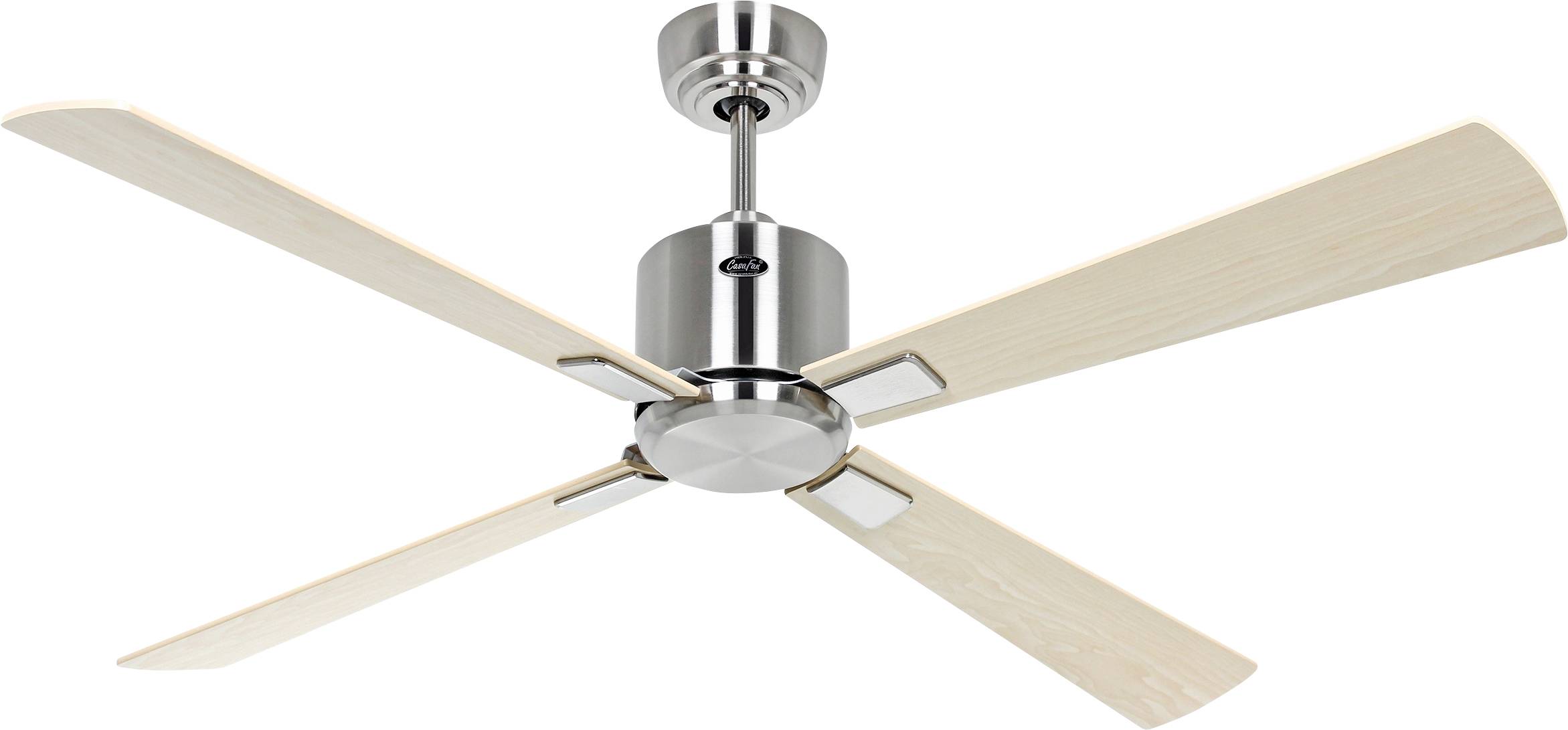 CasaFan ECO NEO III 132 BN-AH/BU WiFi Flügel Ahorn/Buche Plafondventilator 27 W (Ø x h) 132 cm x 360 mm Chroom (geborsteld) Met afstandsbediening, Timer, Met afbeelding