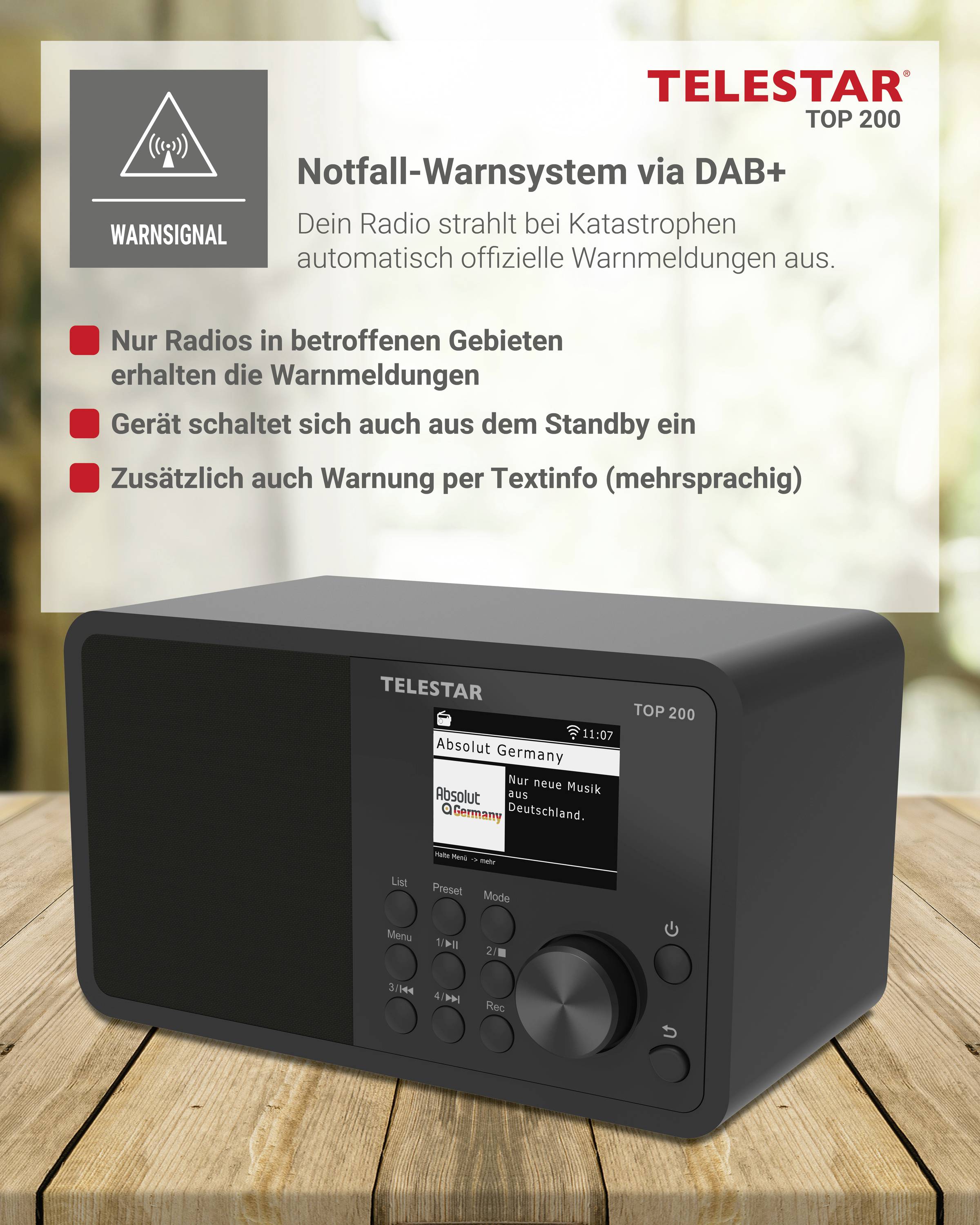 Telestar TOP 200 Schwarz 5700200 internetové prenosné rádio, internetové, DAB+, FM, čierna-13