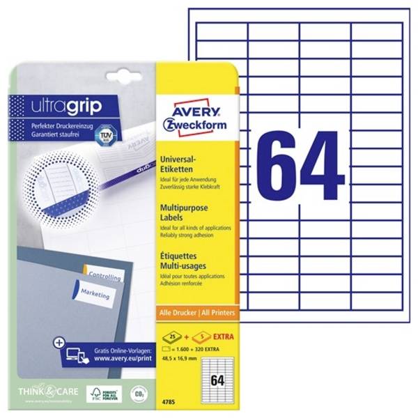 Avery-Zweckform 4785  48.5 x 16.9 mm papier  biela 1 ks trvalé univerzálne etikety