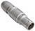 Kovový konektor valcovitého tvaru, určený pre priemyselné alebo elektronické použitie, vybavený uzamykacím mechanizmom.