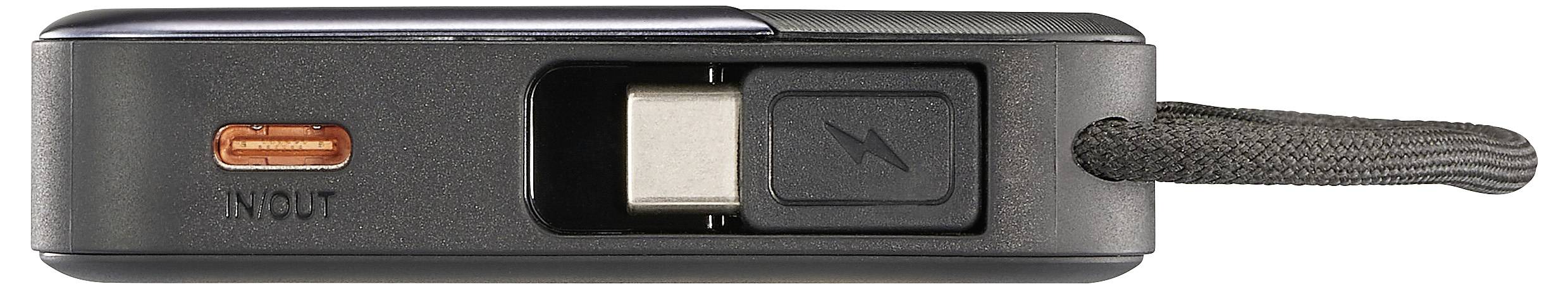 USB zariadenie s náramkom na krk, s oranžovým tlačidlom "nie" a čiernym krytom so symbolom.