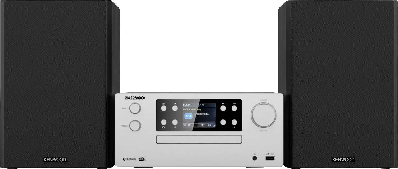 Kenwood M-925DAB-S Sistema stereo Bluetooth, AUX, USB, DAB+, Ricevitore senza fili, CD, MP3, incl. telecomando 2 x 50 W Argento