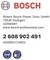 'BOSCH' logo s kontaktnými informáciami: 'Robert Bosch Power Tools GmbH, 70538 Stuttgart, Nemecko, www.bosch-professional.com', plus telefónne číslo a bezpečnostné ikony pre ochranu očí a tváre.