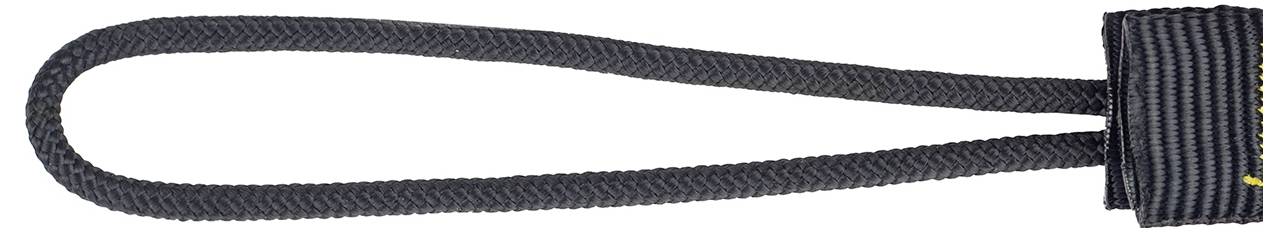 Čierny paracord ťahač zipsu s opletenou slučkou a zabezpečeným koncom.