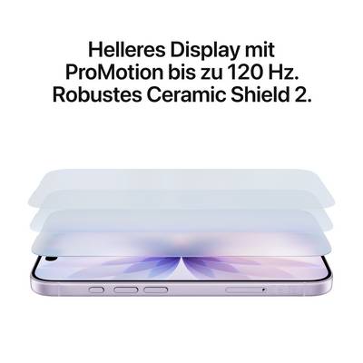 Displej Helleres s technológiou ProMotion až do 120 Hz. Robustný Ceramic Shield 2.' zobrazuje smartfón s vrstvovým displejom.