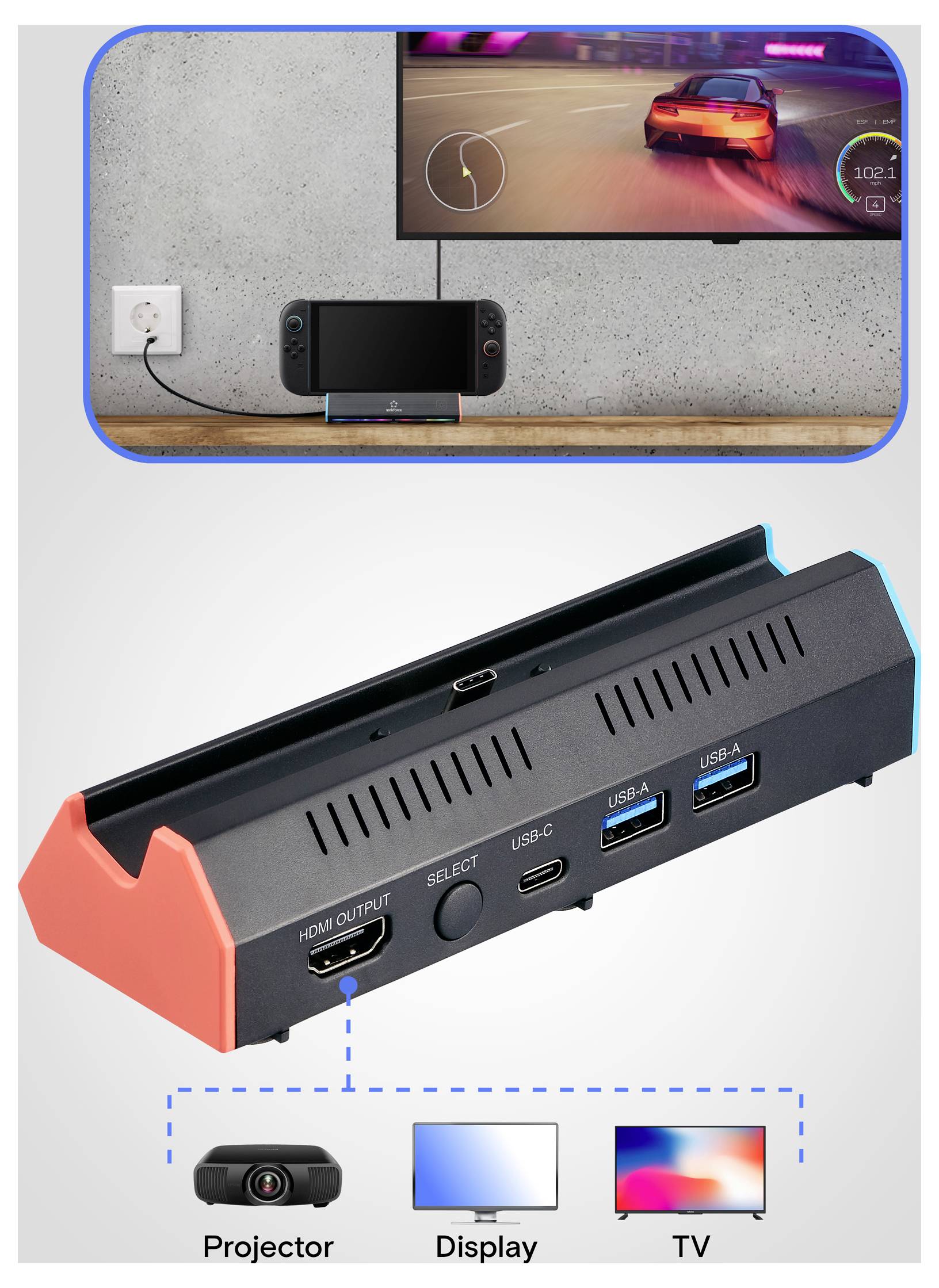 Renkforce RF-DSNS-300 dokovacia stanica Nintendo Switch-7