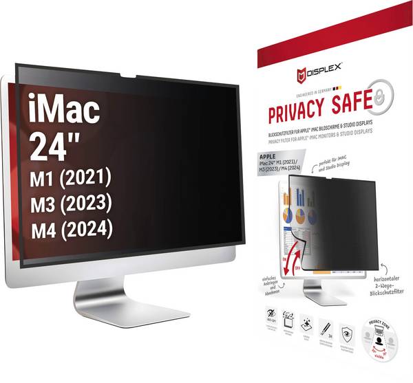 DISPLEX E.V.I. - DISPLEX Privacy Safe Apple iMac 24"" M1/M3/M4 ochranné sklo na displej s ochranou súkromia Apple iMac 24" 1 ks 02090
