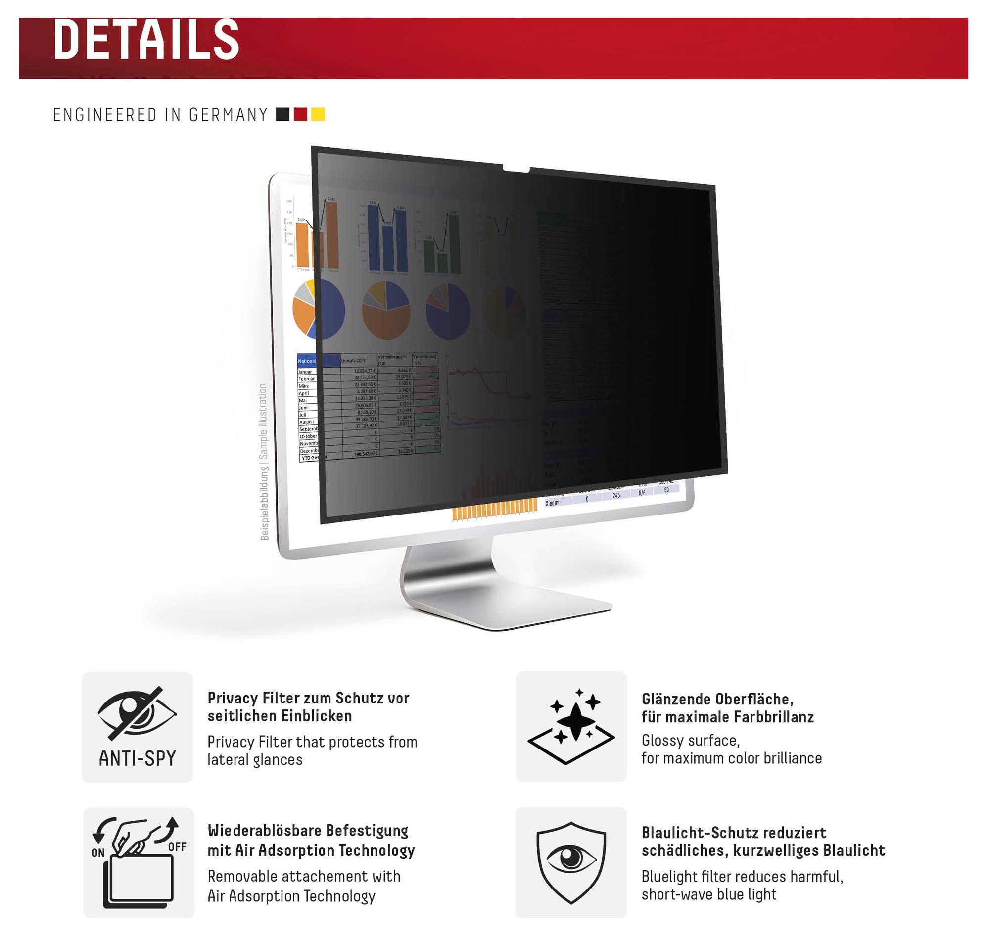 DISPLEX E.V.I. - DISPLEX Privacy Safe ochranné sklo na displej s ochranou súkromia Apple Štúdiový displej 27" 1 ks 02091-3