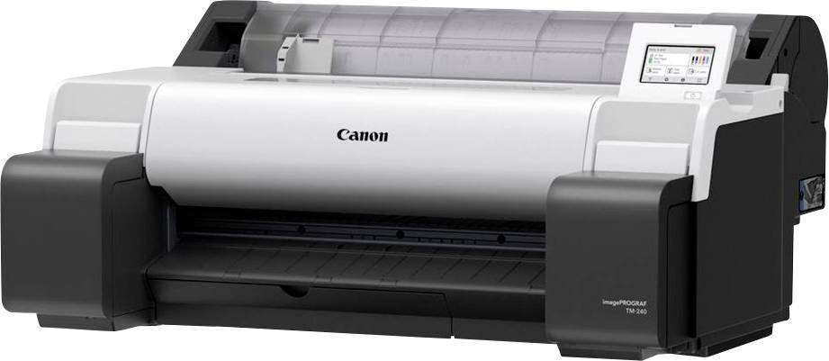 Veľkoformátová tlačiareň Canon s širokou tlačovou plochou a ovládacím displejom, určená na tlačové úlohy vysokej kvality.