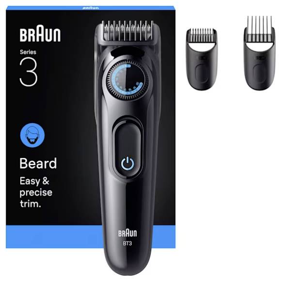 Braun Braun Series 3 Beard Trimmer BT3520 Regolabarba, Rifinitore di precisione Nero, Blu