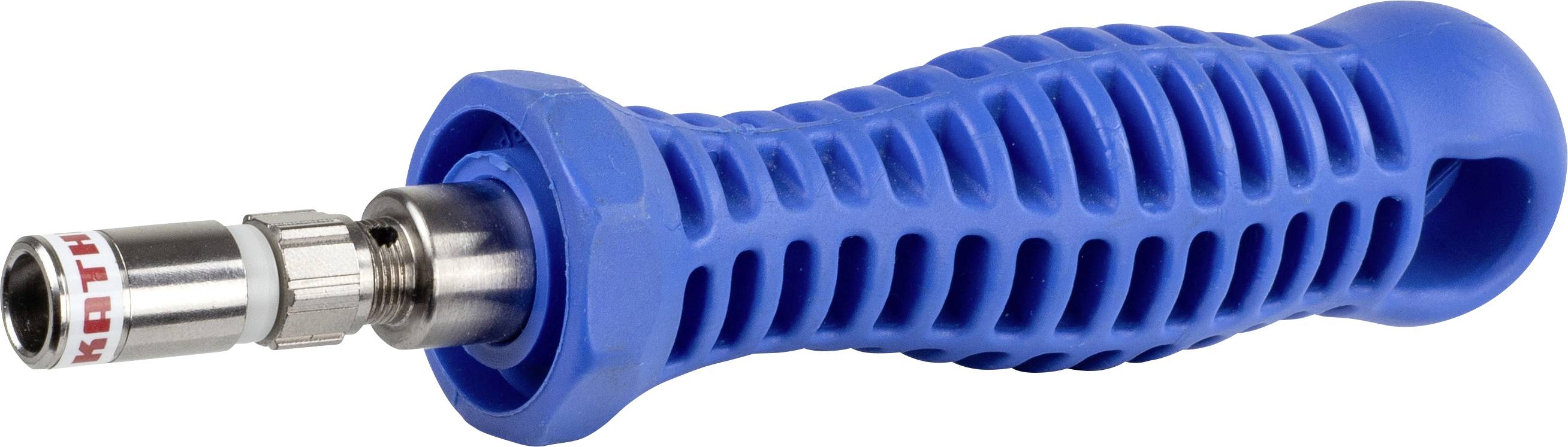 Modrá rukoväť skrutkovača s kovovým dríkom s textúrovaným, ergonomickým úchopom.