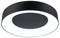 Kruhové čierne stropné svetlo so stredovým žiariacim bielym svetlom.