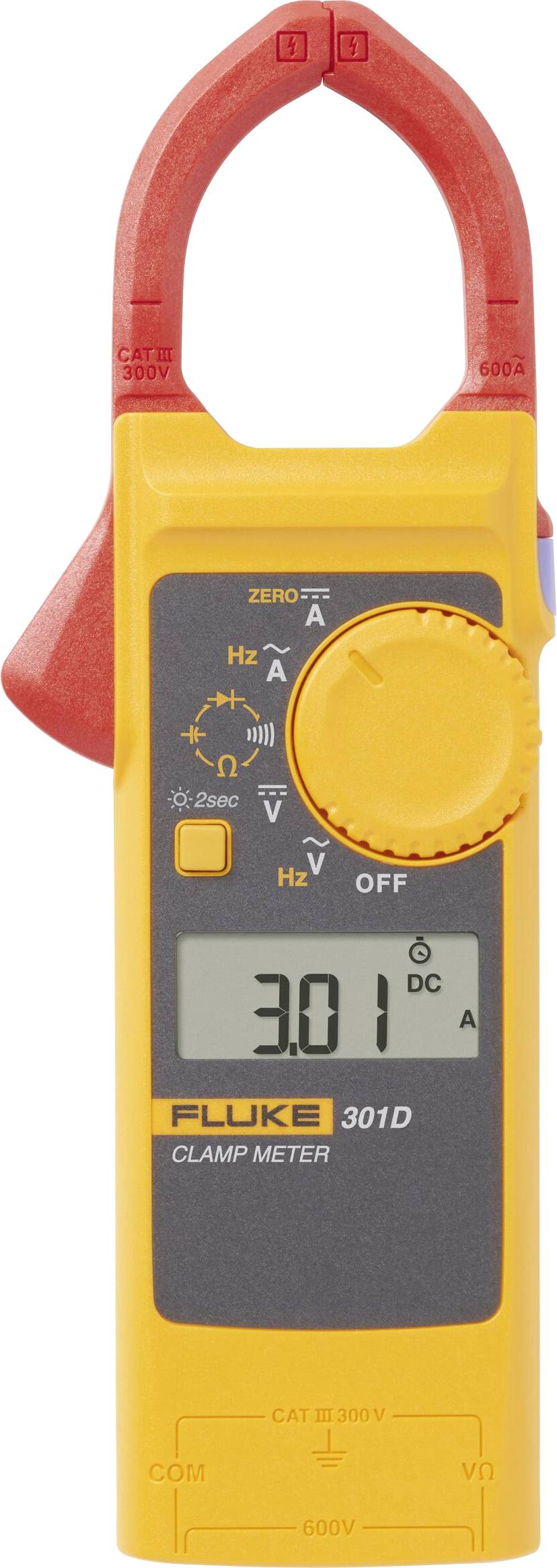 Fluke 301D/EUR Stroomtang Digitaal CAT III 300 V Weergave (counts): 6000