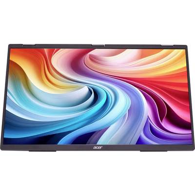 Živý vír dúhových farieb na monitore s logom "acer" v spodnej časti. Farby sa hladko prelínajú od teplých po studené tóny.