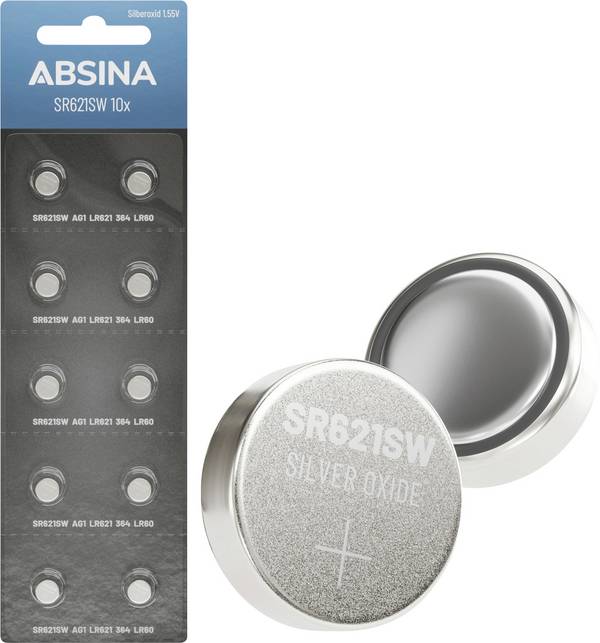 Absina  gombíková batéria  364 oxid striebra  1.55 V 10 ks