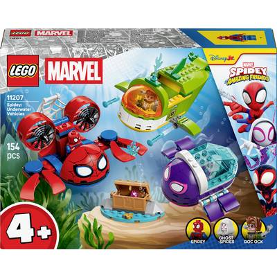 Súprava LEGO Marvel s podvodnými vozidlami inšpirovanými Spidym a úžasnými priateľmi. Obsahuje dizajny postáv Spideyho, Ghost Spider a Doc Ocka. Vhodné pre deti od 4 rokov.